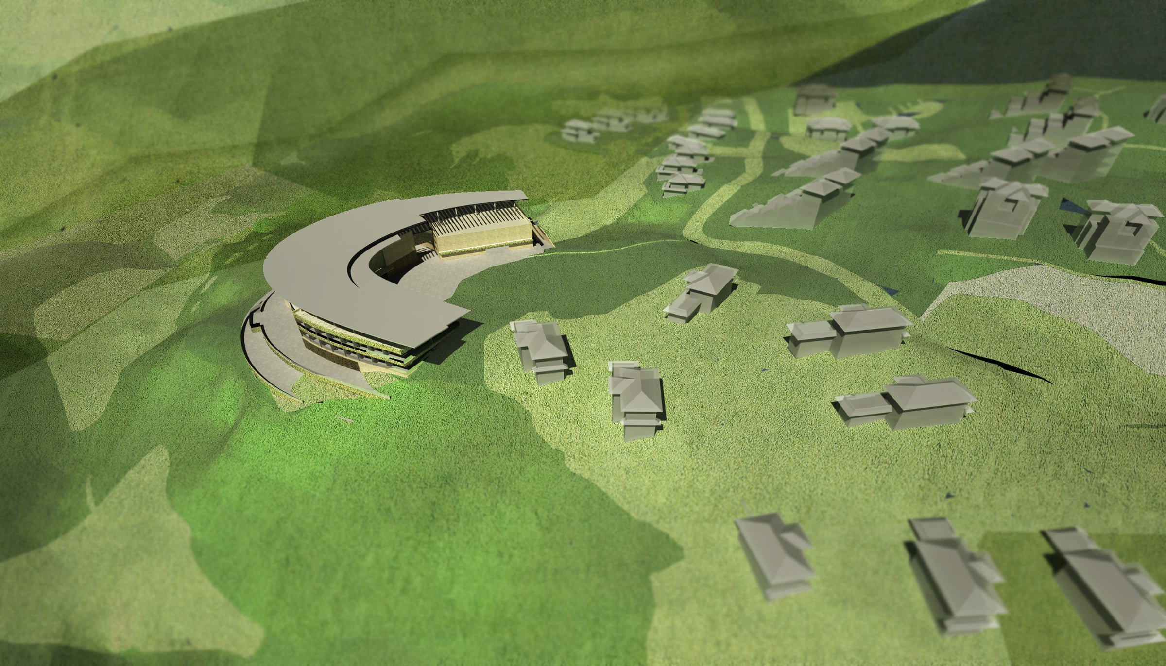 Exterior visualisation of the horizontal hotel volume