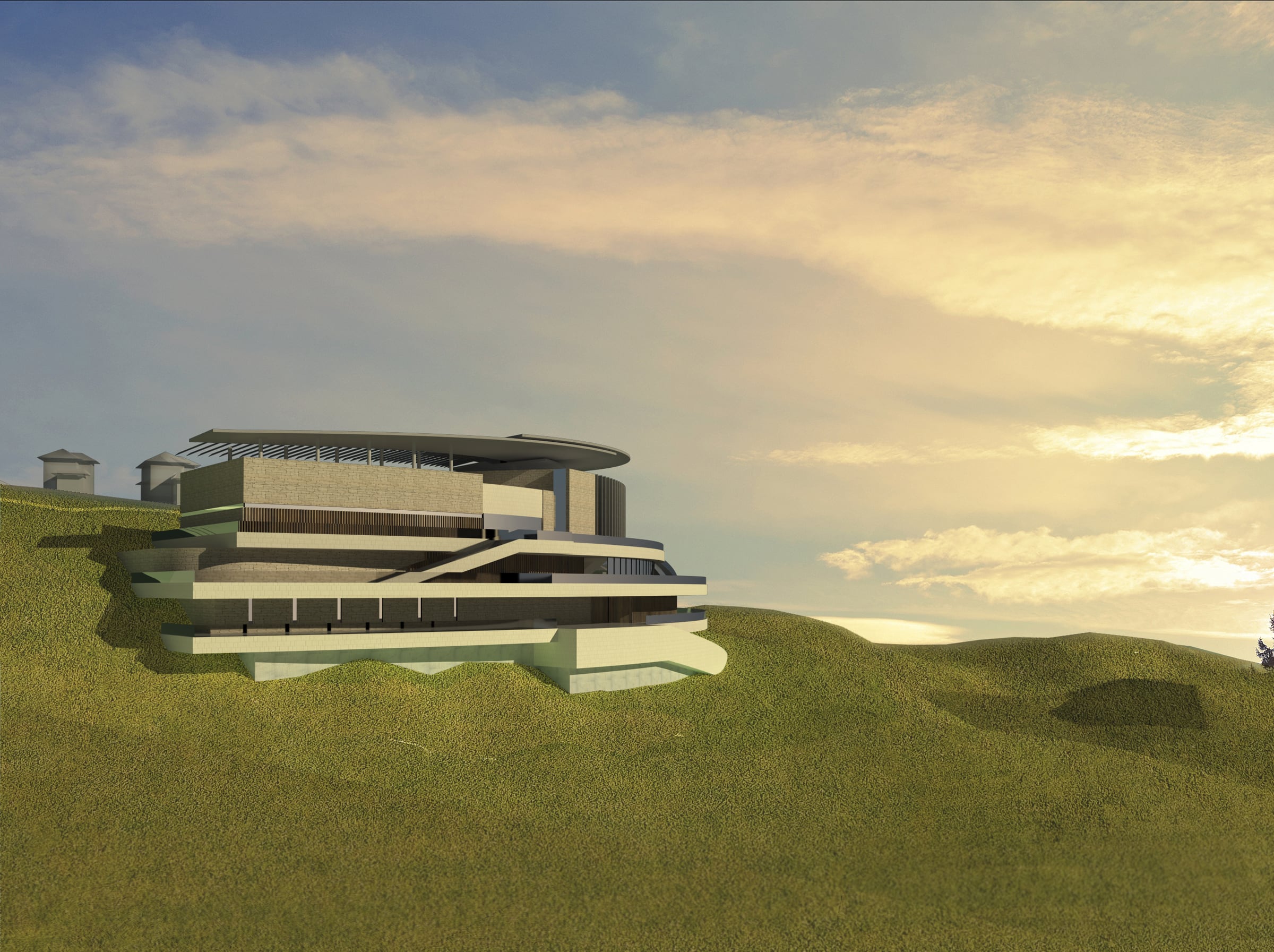 Exterior rendering of a hotel and clubhouse in Chongqing
