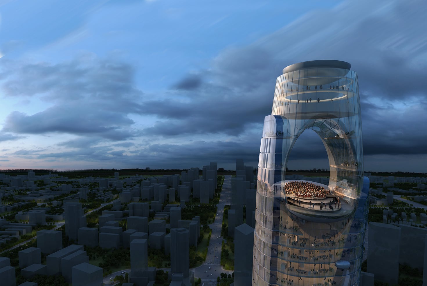 Main tower and developed crown at Jingjiang Tiandi Center