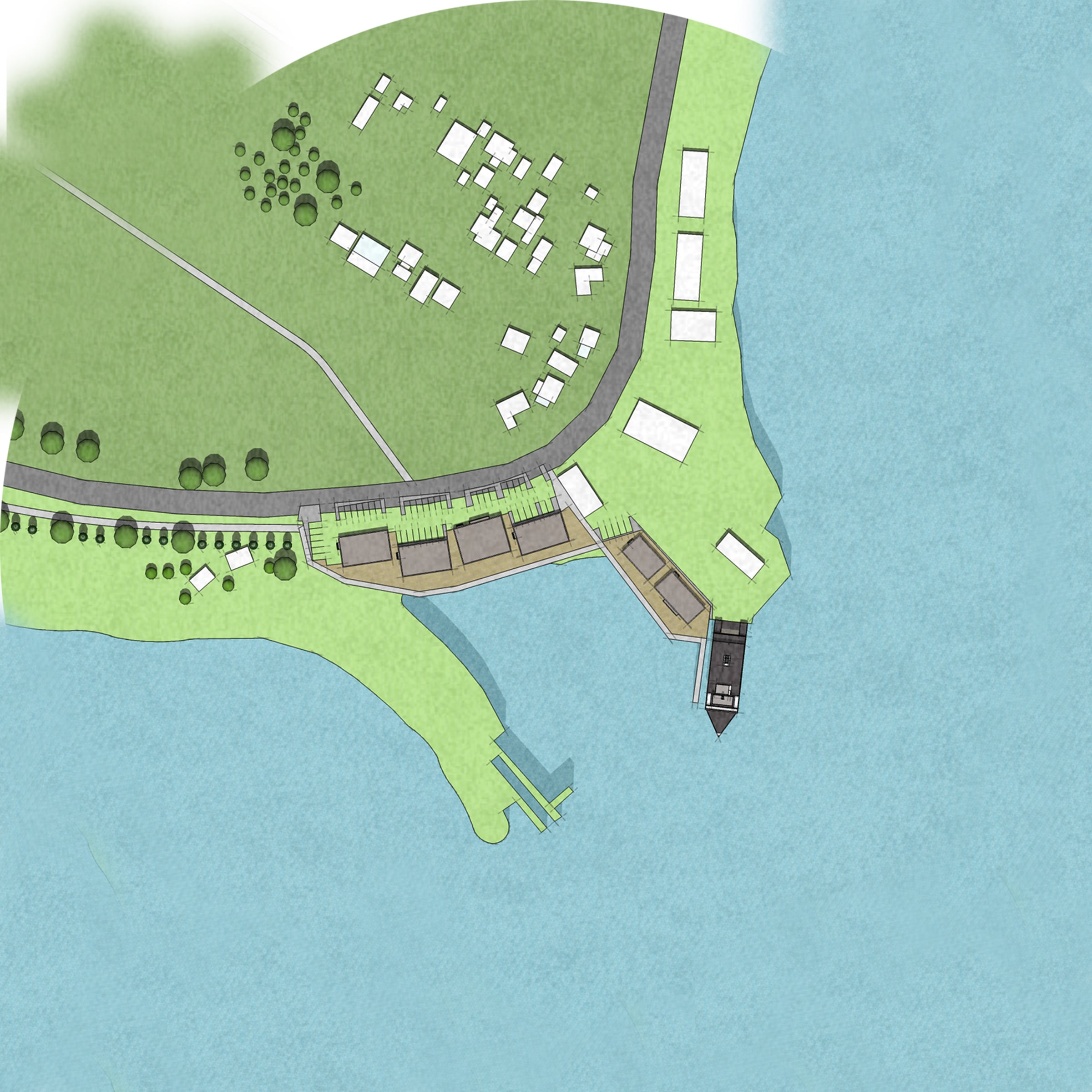 Landscape plan connecting the hotel, villas and coast