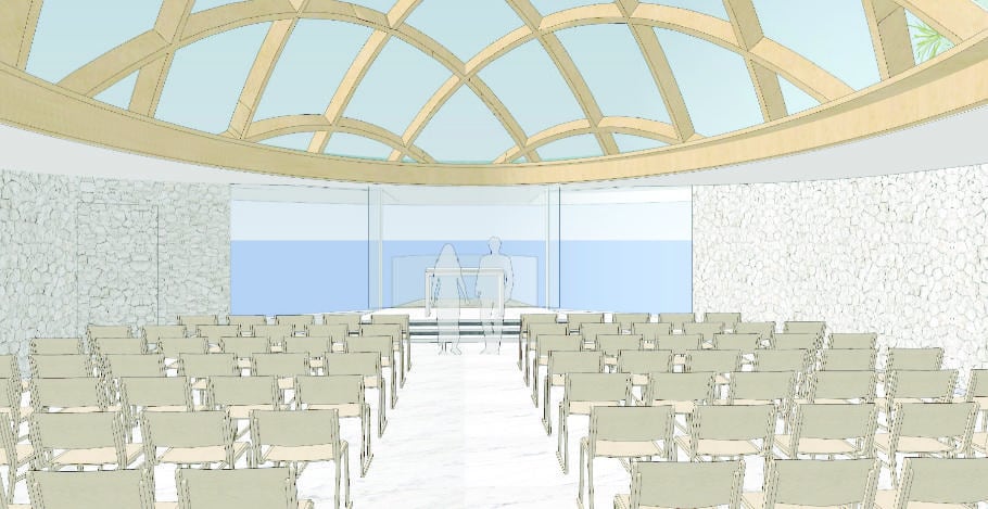 Interior design study of the lightweight cliff-side chapel