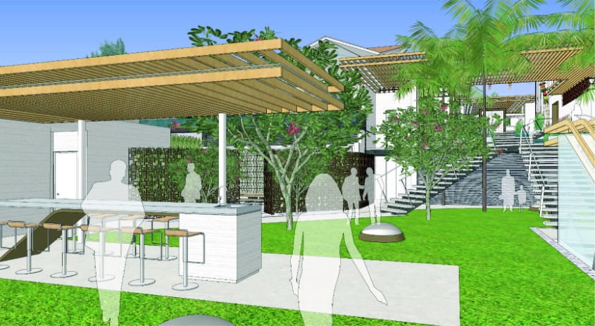 Design study of the landscaped reception garden at Latitude+
