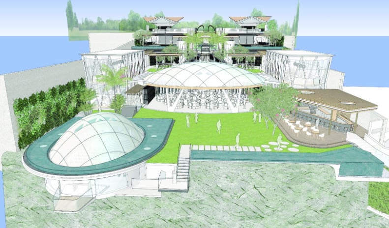 Aerial design study of the Latitude+ Wedding Facility and cliff-side chapel in Bali