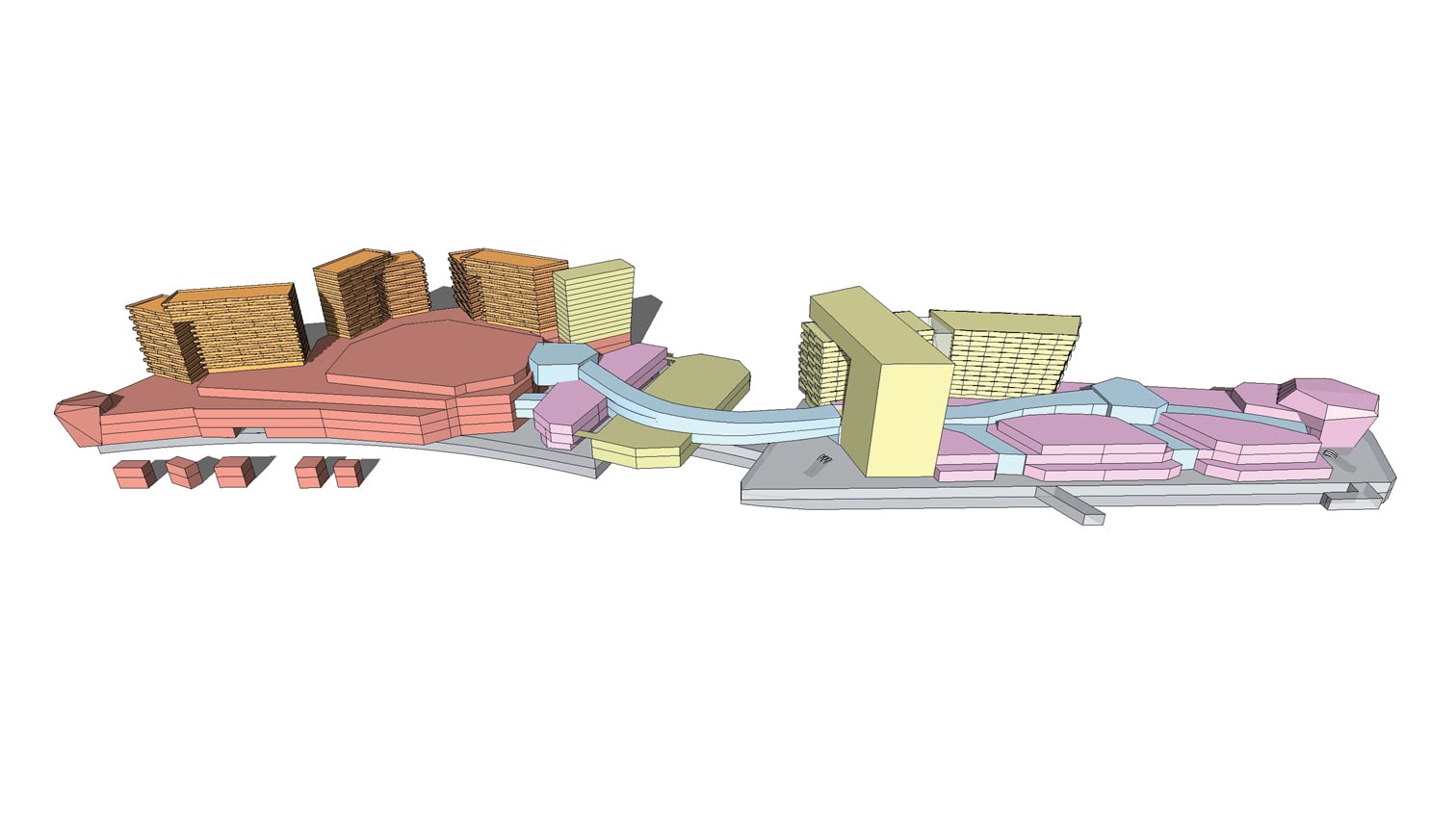 Massing and programme study for Liuhang Mixed-Use