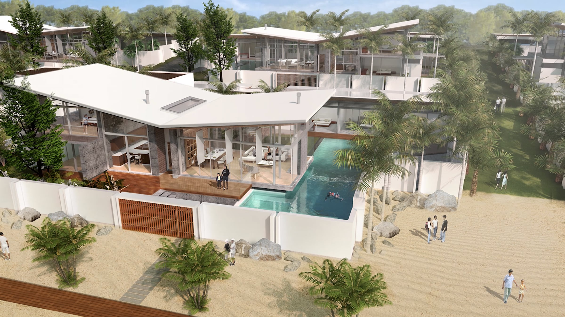 Visualisation of a waterfront villa typology developed for Mashagou