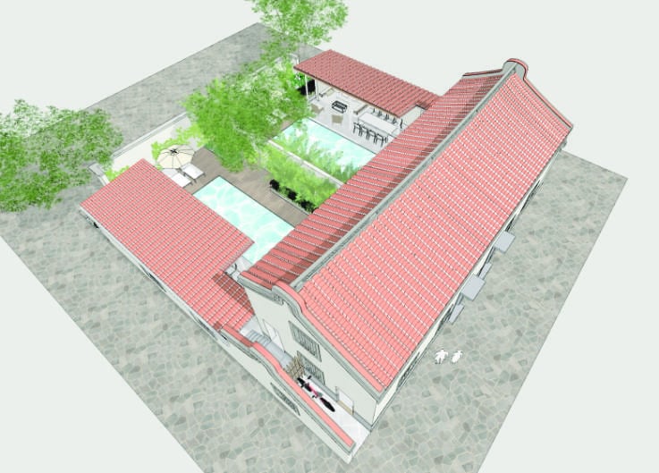 Aerial design study of a courtyard villa typology for Penghu Island Resort