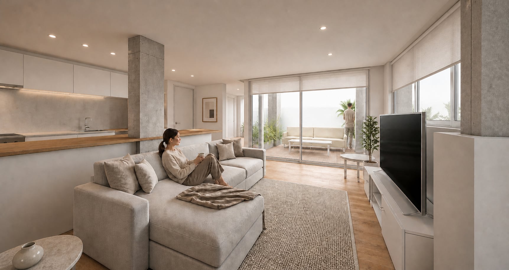 Design study of the living area and continuous window line