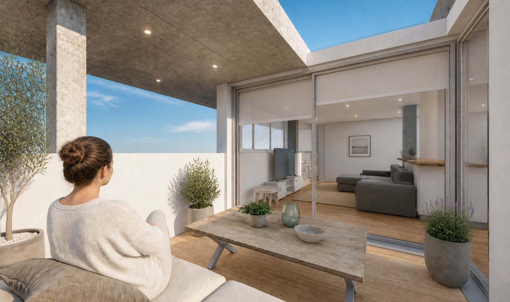 Design study of the transition between the living room and retained terrace