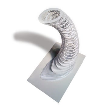 Physical model showing the curved tower geometry