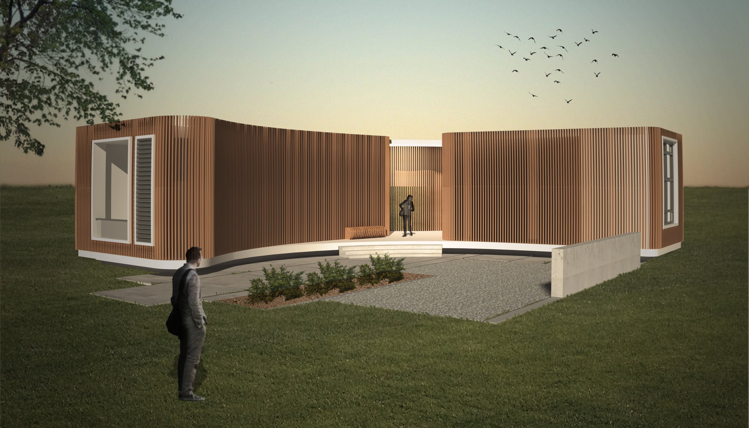 Courtyard and timber screen of the Zhujiajiao sample unit