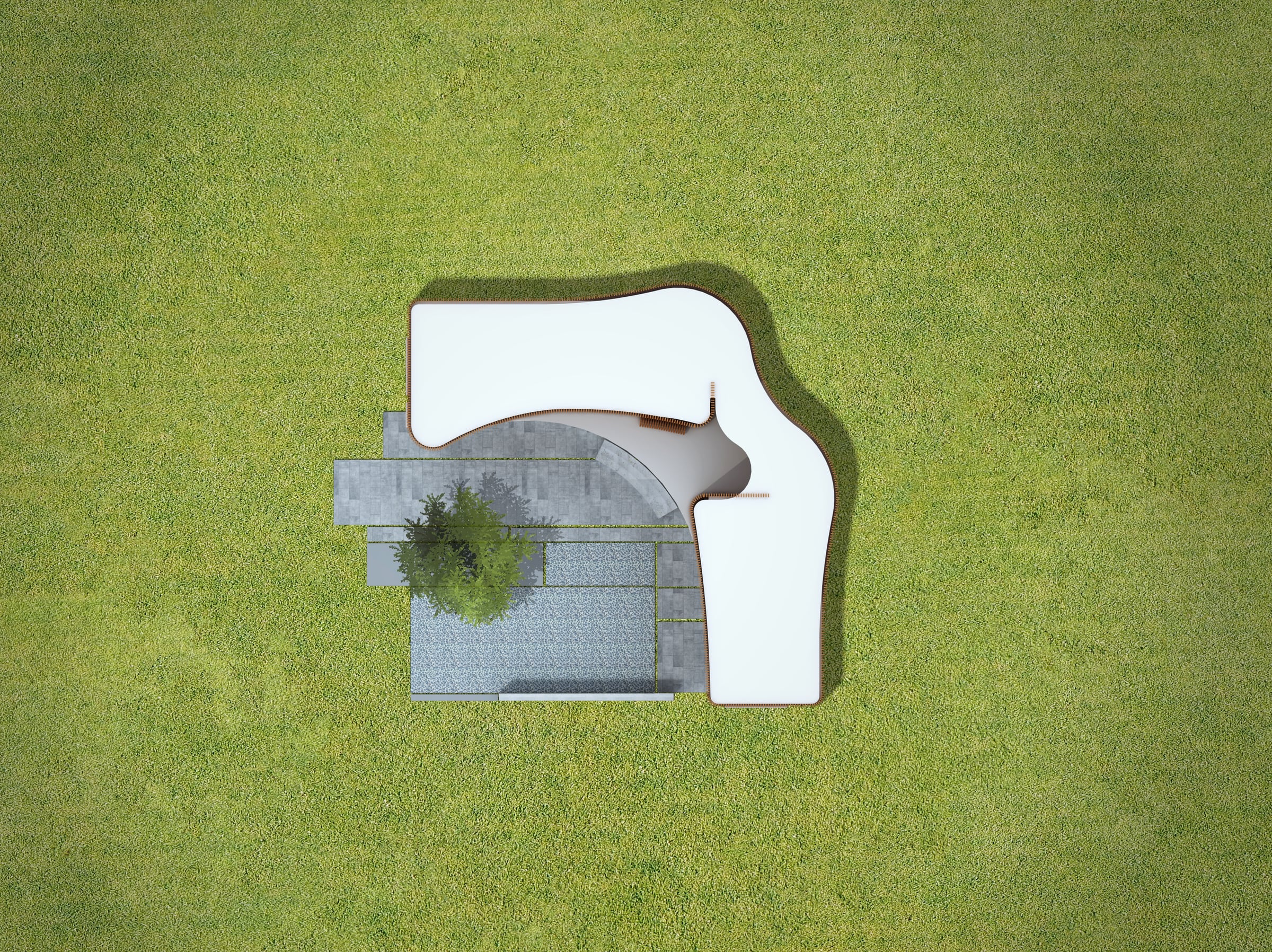 Roof and massing study for the sample-unit pavilion