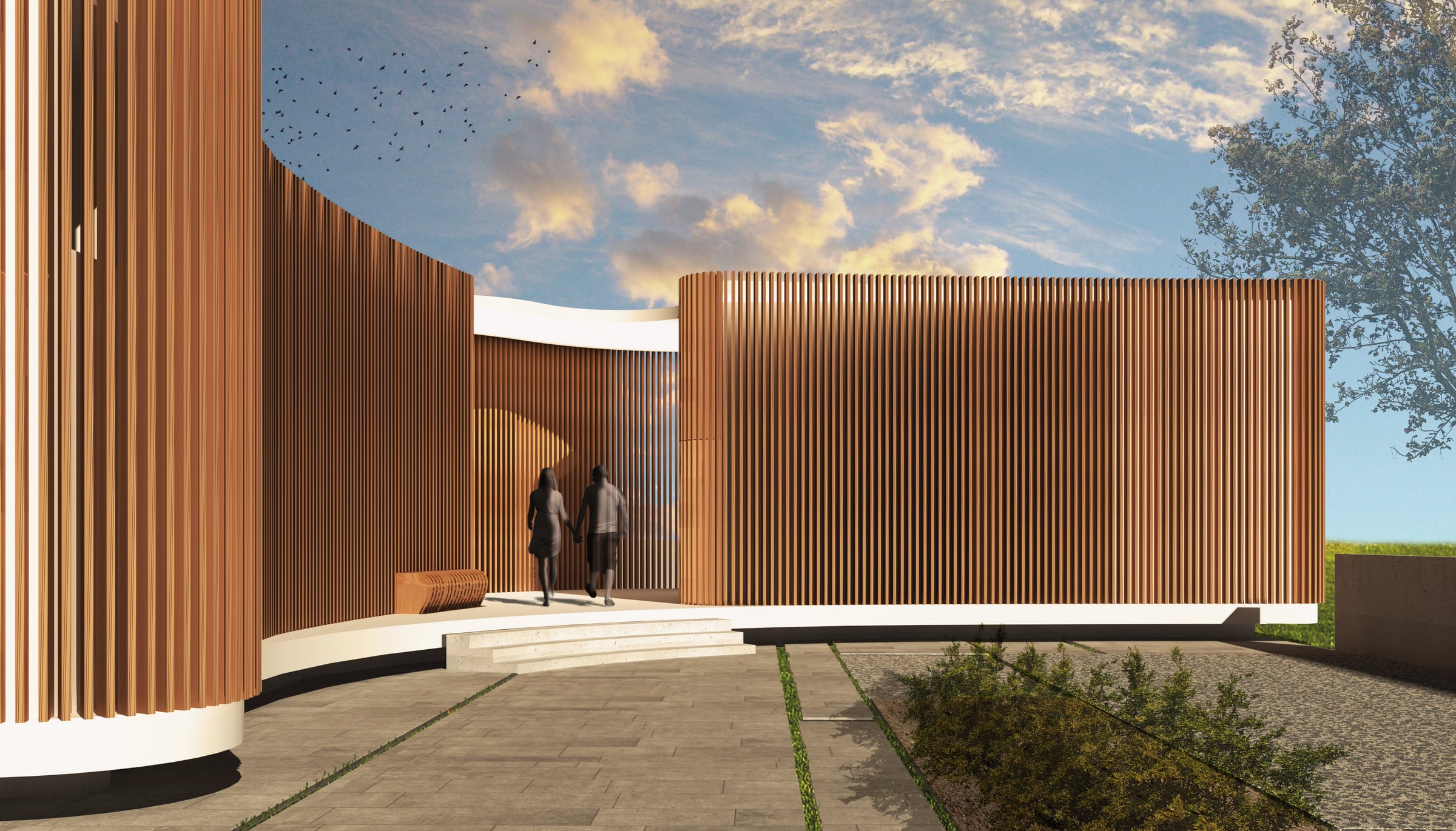 Timber-screened pavilion proposed as the Zhujiajiao sample unit